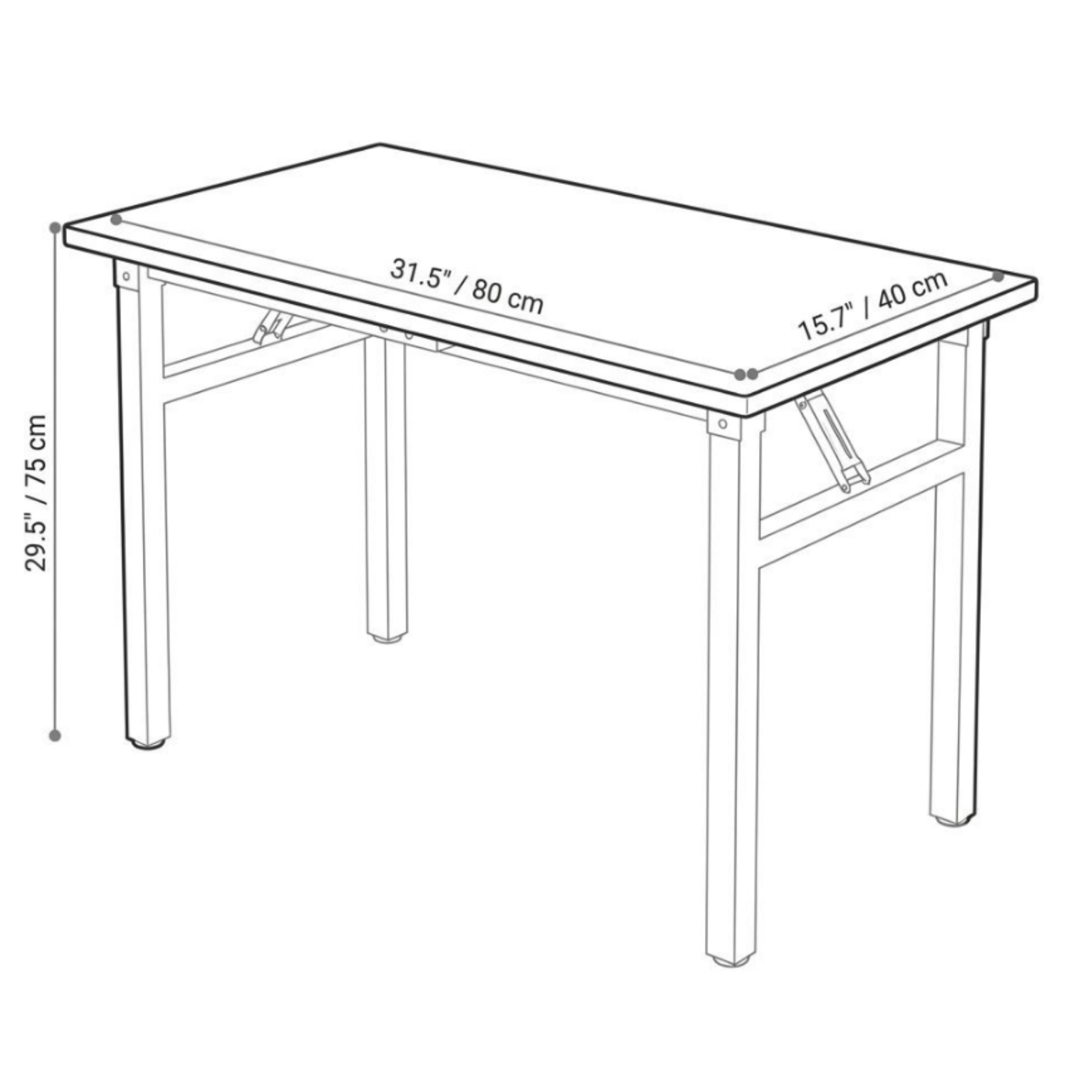 Dimensions of the modern foldable computer desk 40cm