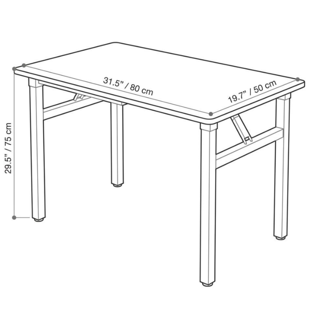 Dimensions of the modern foldable computer desk 50cm