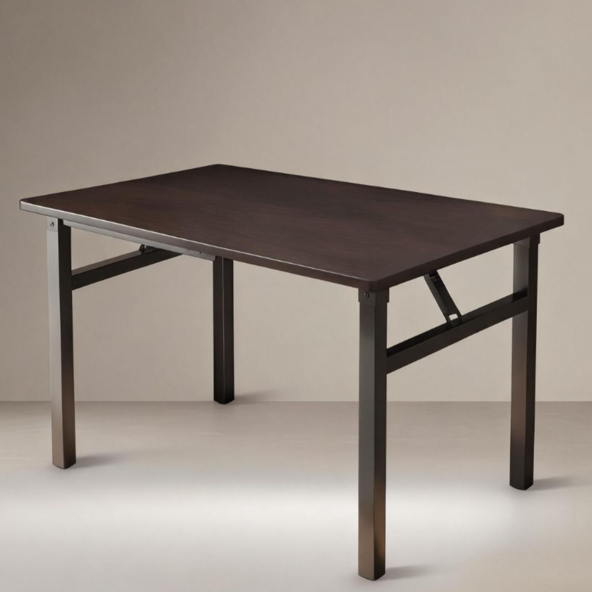 Angled view of the modern foldable computer desk in black