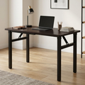 Modern black foldable computer desk with steel frame