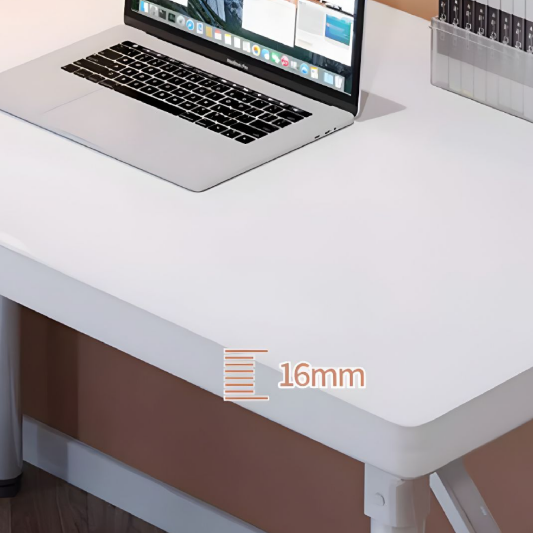 Close-up of the desktop surface