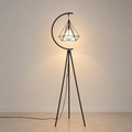 Modern geometric diamond cage floor lamp in black