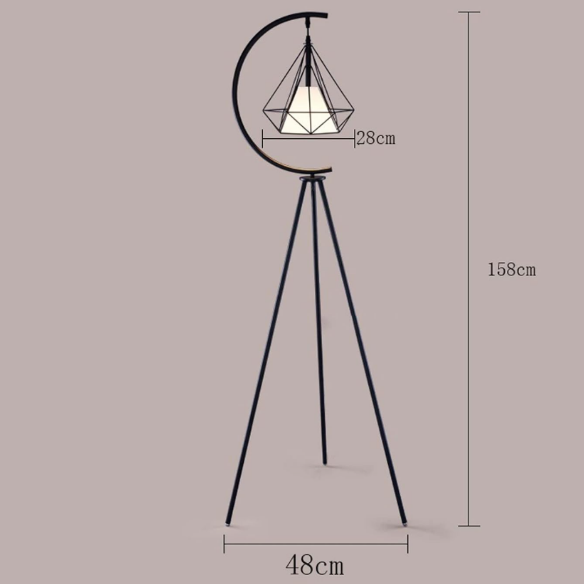 Dimensions of the modern geometric diamond cage floor lamp