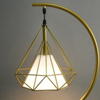 Close-up of the geometric metal frame
