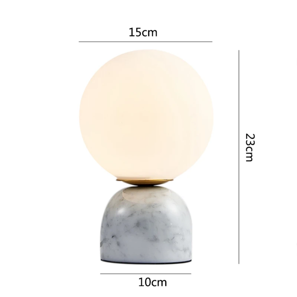 Dimensions of the modern glass ball table lamp