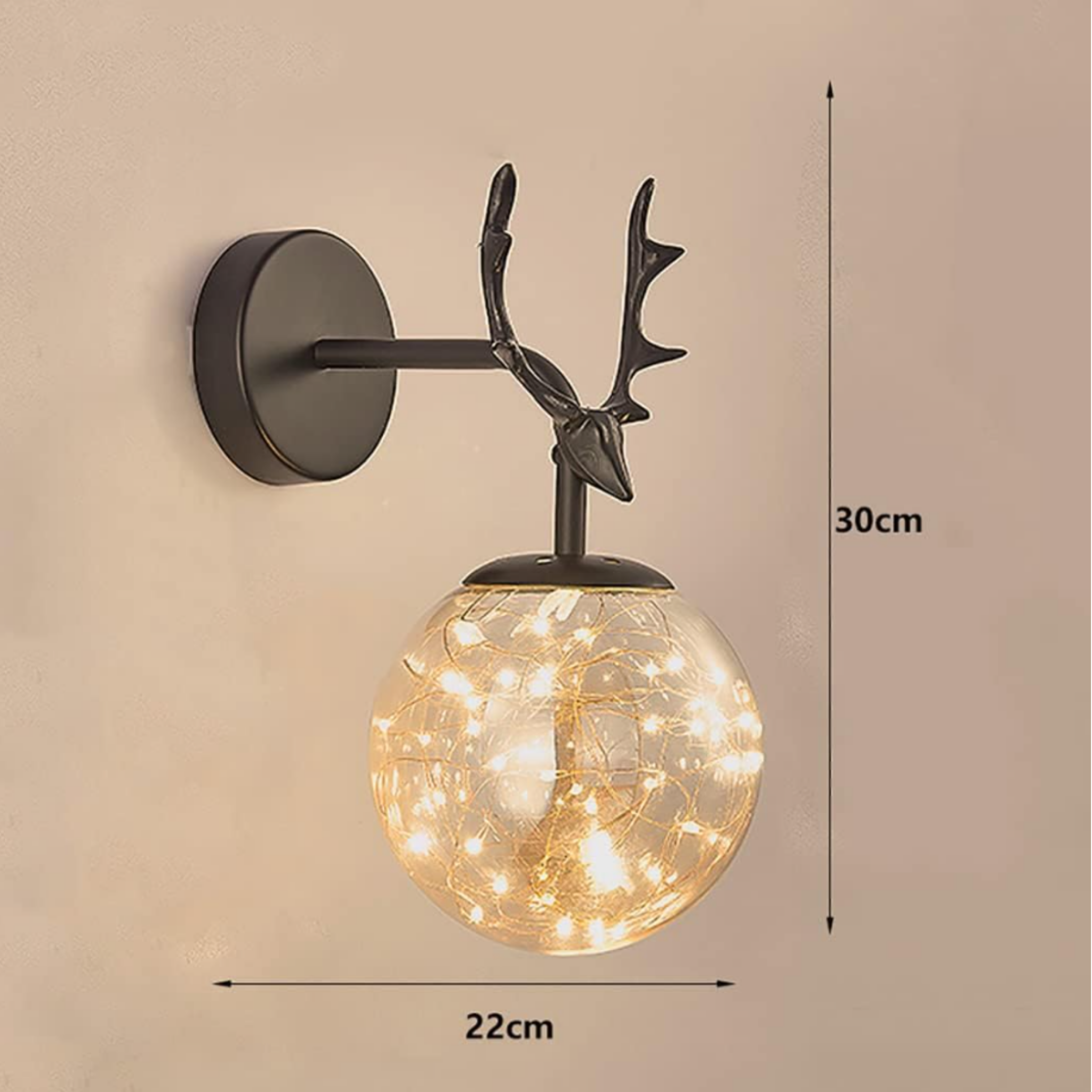 Dimensions of the modern glass globe LED wall sconce