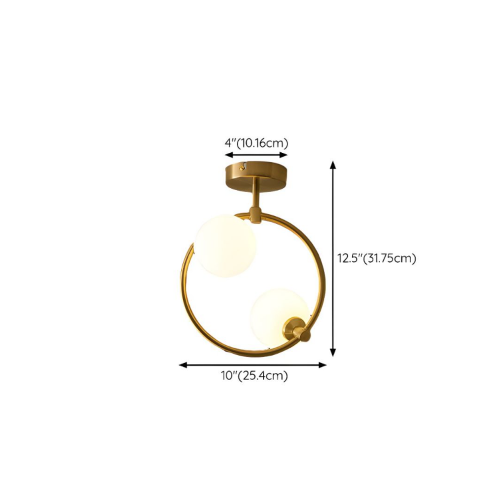 Dimensions of the modern gold glass 2 head globe chandelier