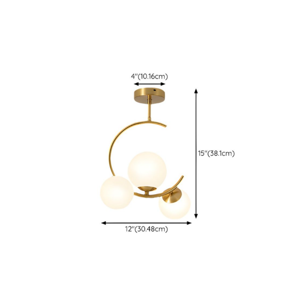 Dimensions of the modern gold glass 3 head globe chandelier