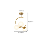 Dimensions of the modern gold glass 3 head globe chandelier