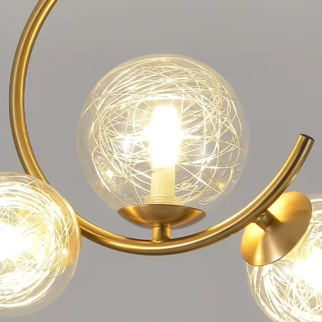 Close-up of the aluminum glass globe shade