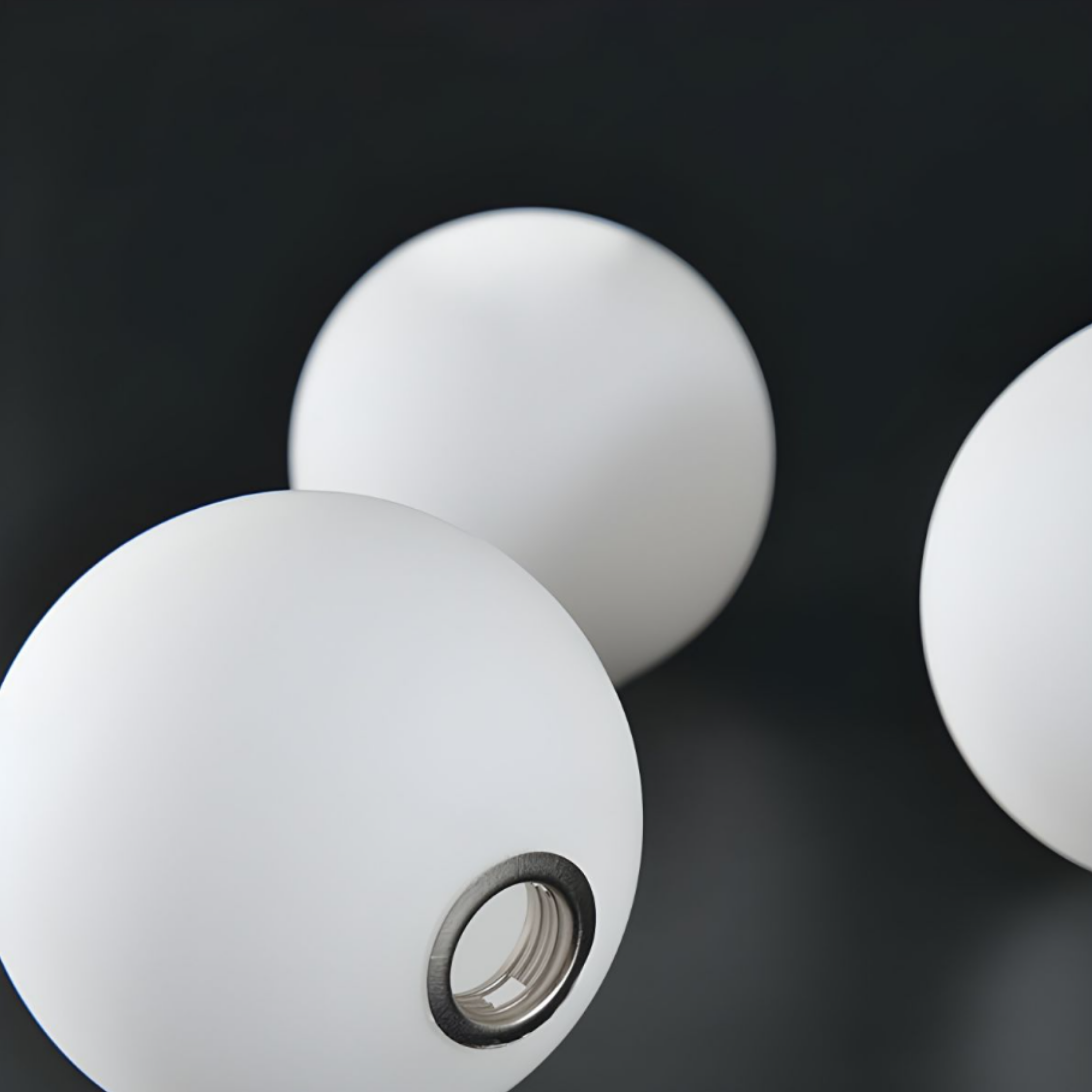 Close-up of the milky glass globe shade