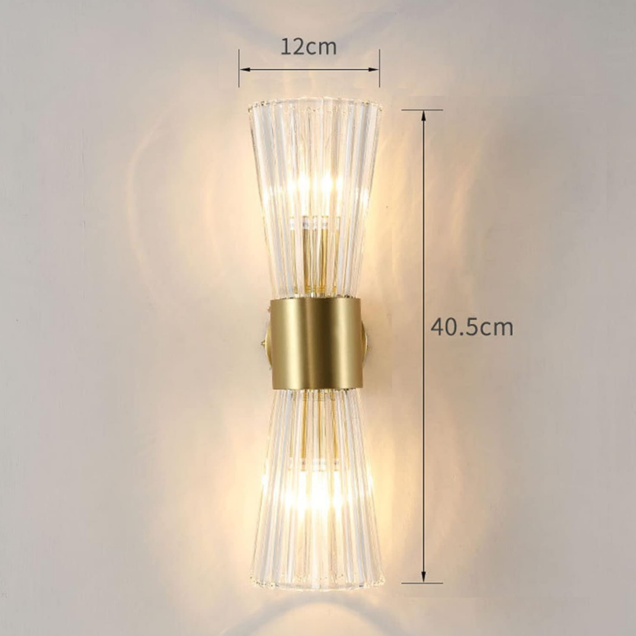 Dimensions of the modern gold LED wall sconce