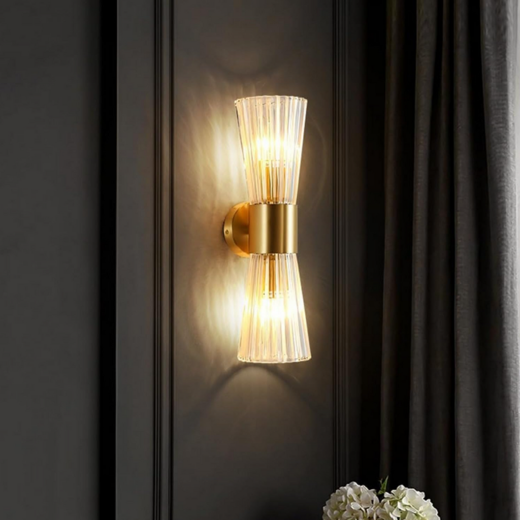Modern gold LED wall light in a contemporary interior