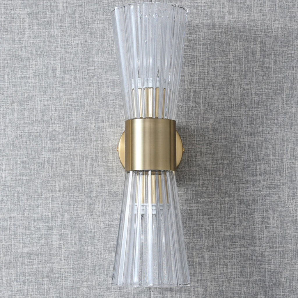 Modern gold LED wall sconce turned off