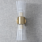 Modern gold LED wall sconce turned off