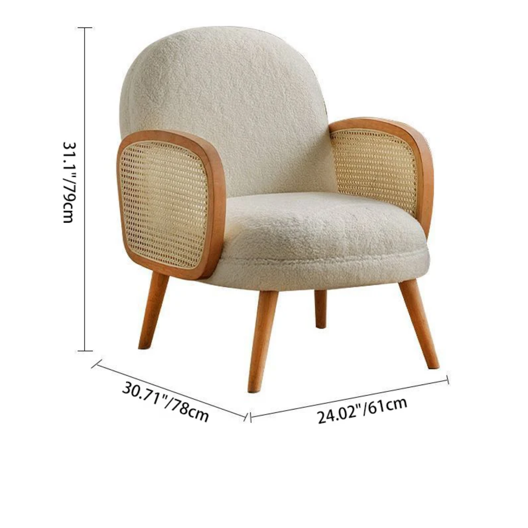 Modern Japanese accent chair dimensions and measurements