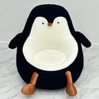 Modern black penguin upholstered sherpa lounge chair for kids