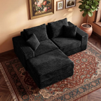 Angled view of the modern L-shaped sectional sofa