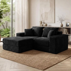Side view of the modern L-shaped sectional sofa