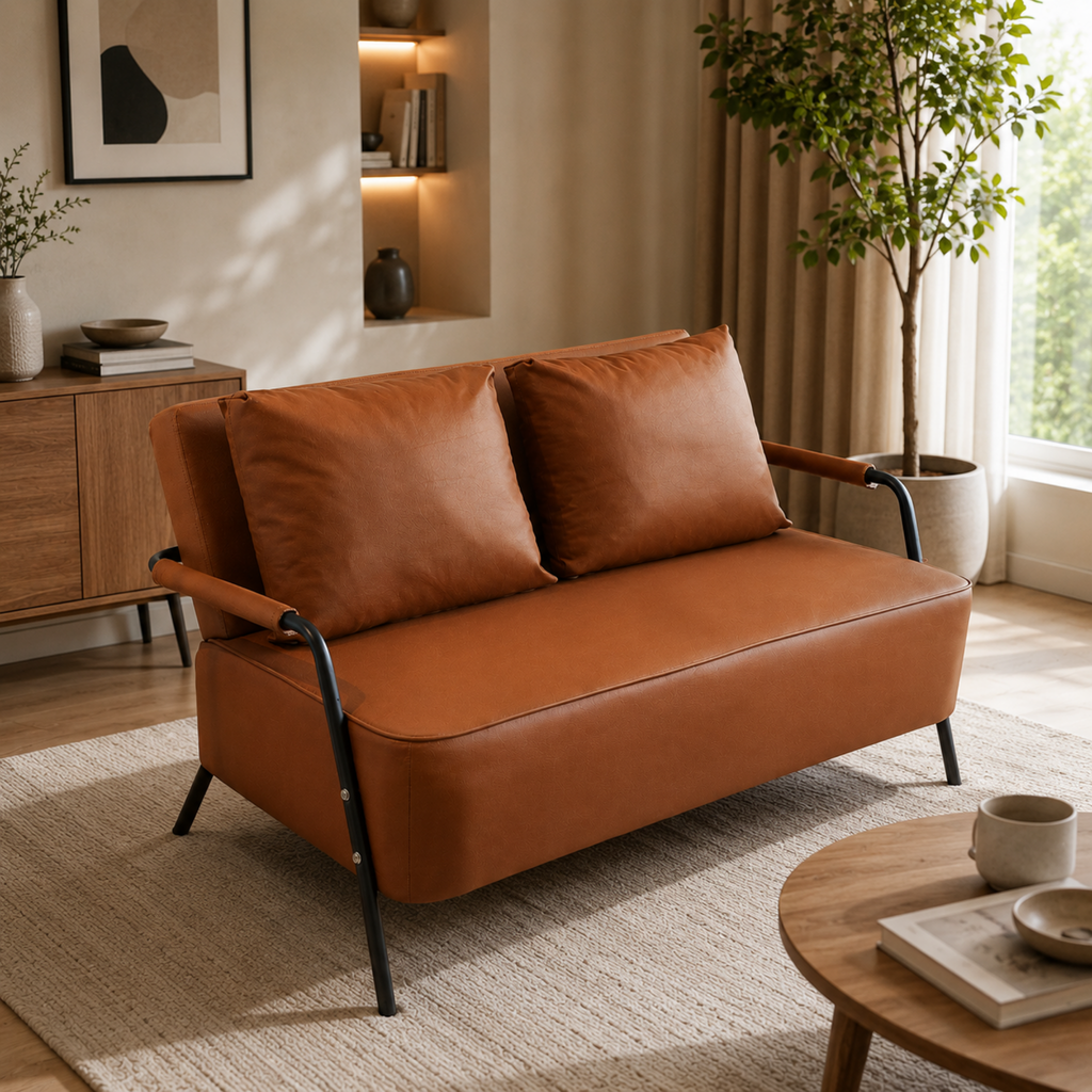 Modern leather sofa for living room and contemporary home furniture