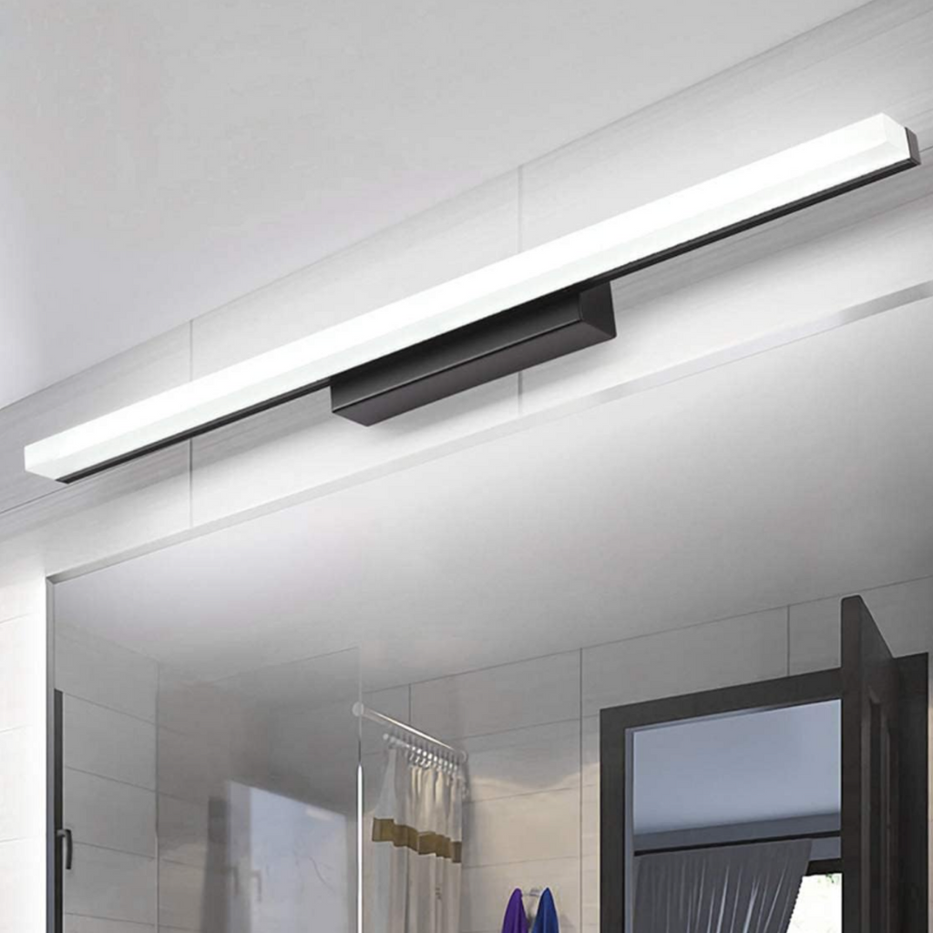 LED vanity wall light above a bathroom mirror
