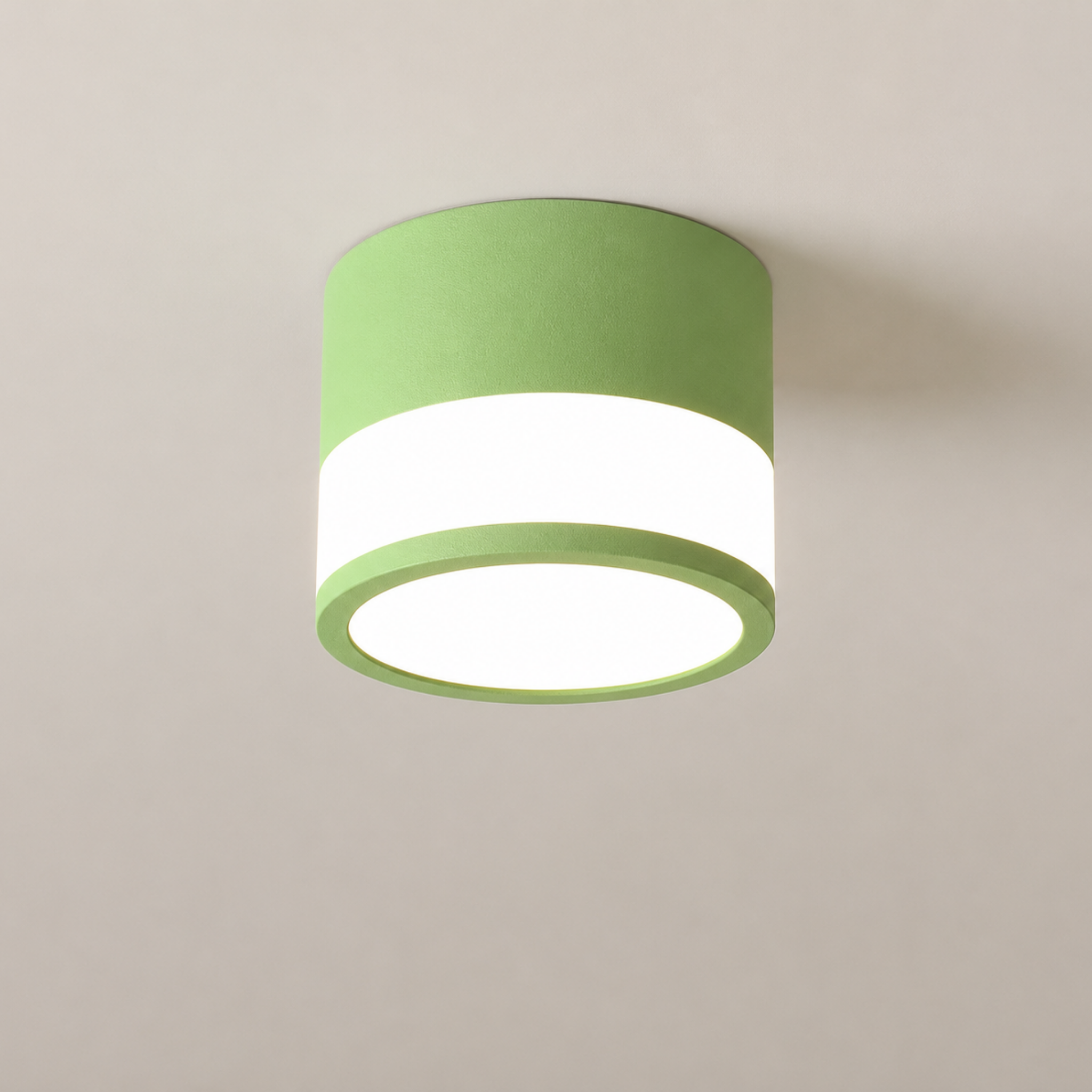 Modern LED flush mount ceiling light in green