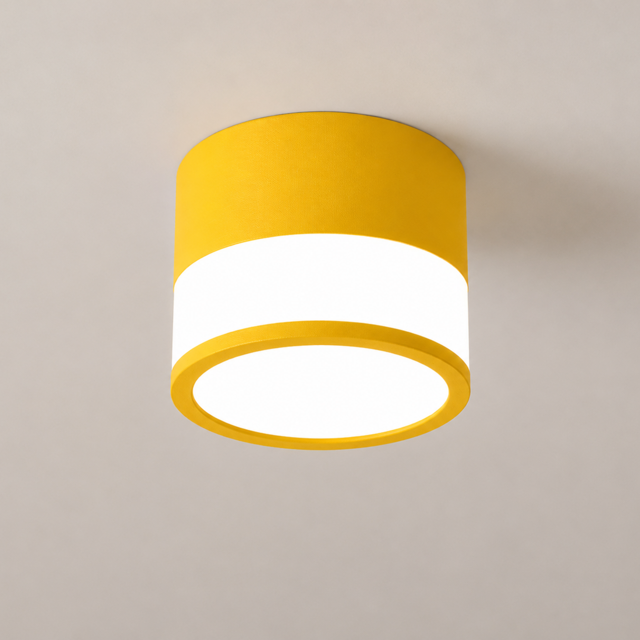 Modern LED flush mount ceiling light in yellow
