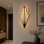 Linen wall sconce in an entryway