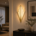 Modern linen wall light in a hallway