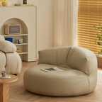 Beige modern semicircular lounge chair