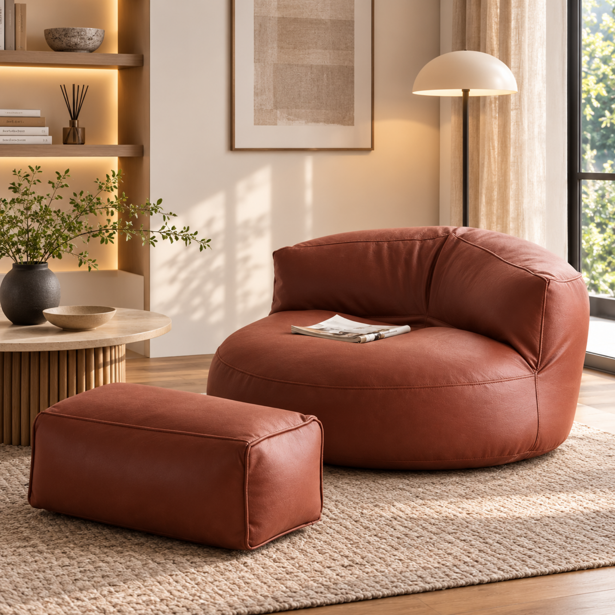 Modern lounge chair in a cozy reading corner