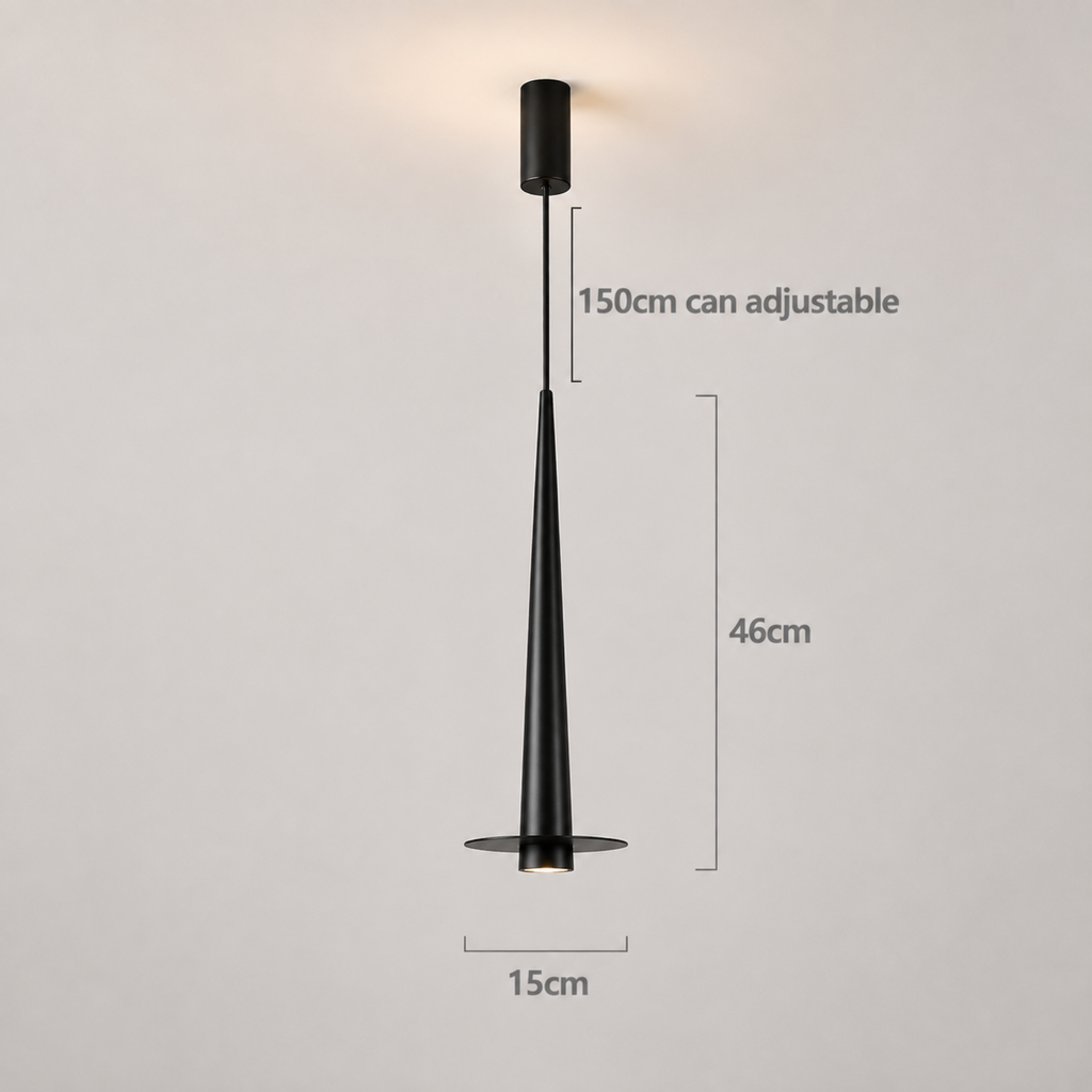 Dimensions of the modern minimalist black aluminum stick LED pendant ceiling light