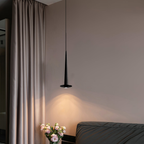Modern minimalist black aluminum stick LED pendant ceiling light in an office