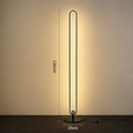 Modern minimalist LED floor lamp with aluminum and iron frame in warm light