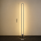 Modern minimalist LED floor lamp with aluminum and iron frame in warm light