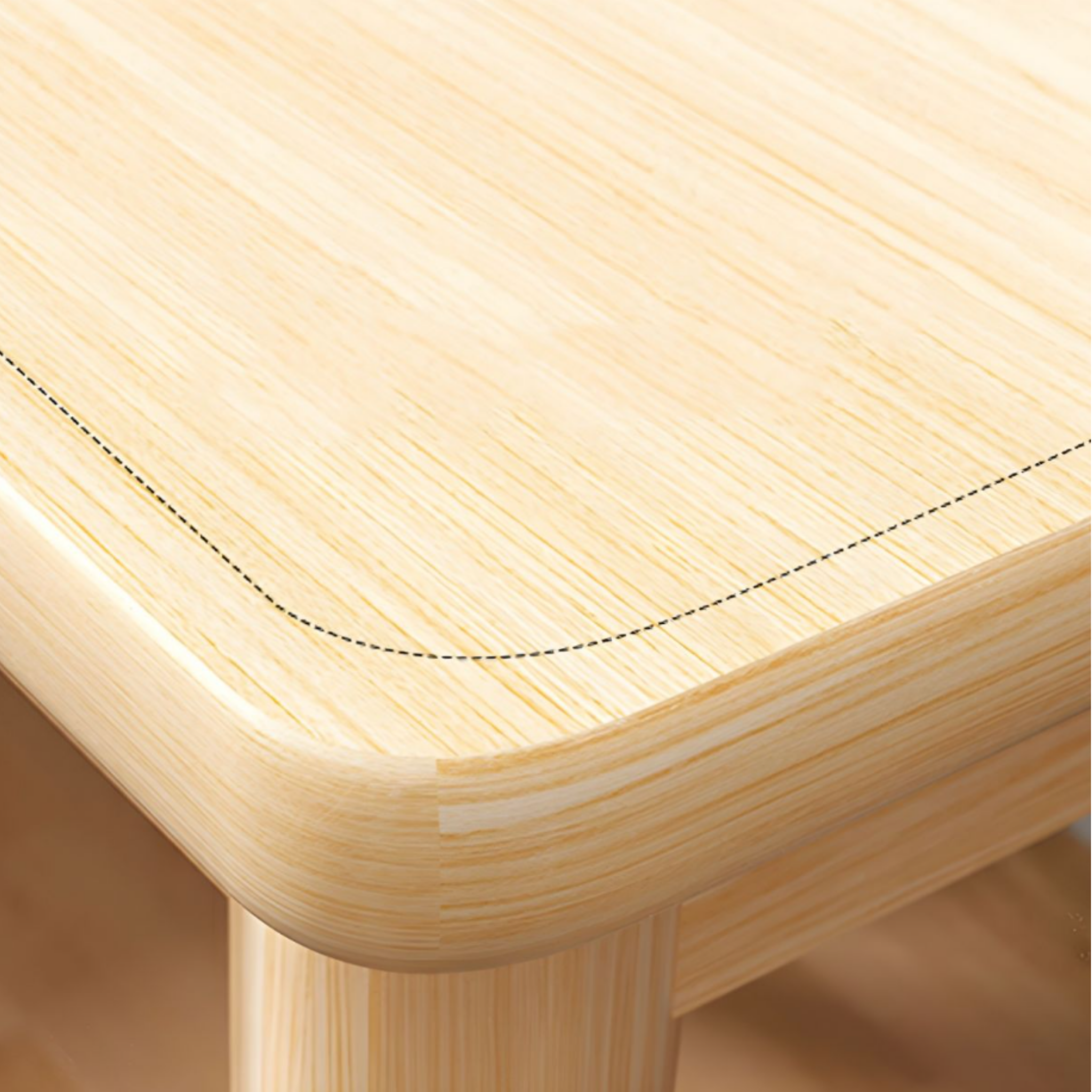 Close-up of the desk corner and craftsmanship
