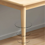 Close-up of the solid wood desk legs