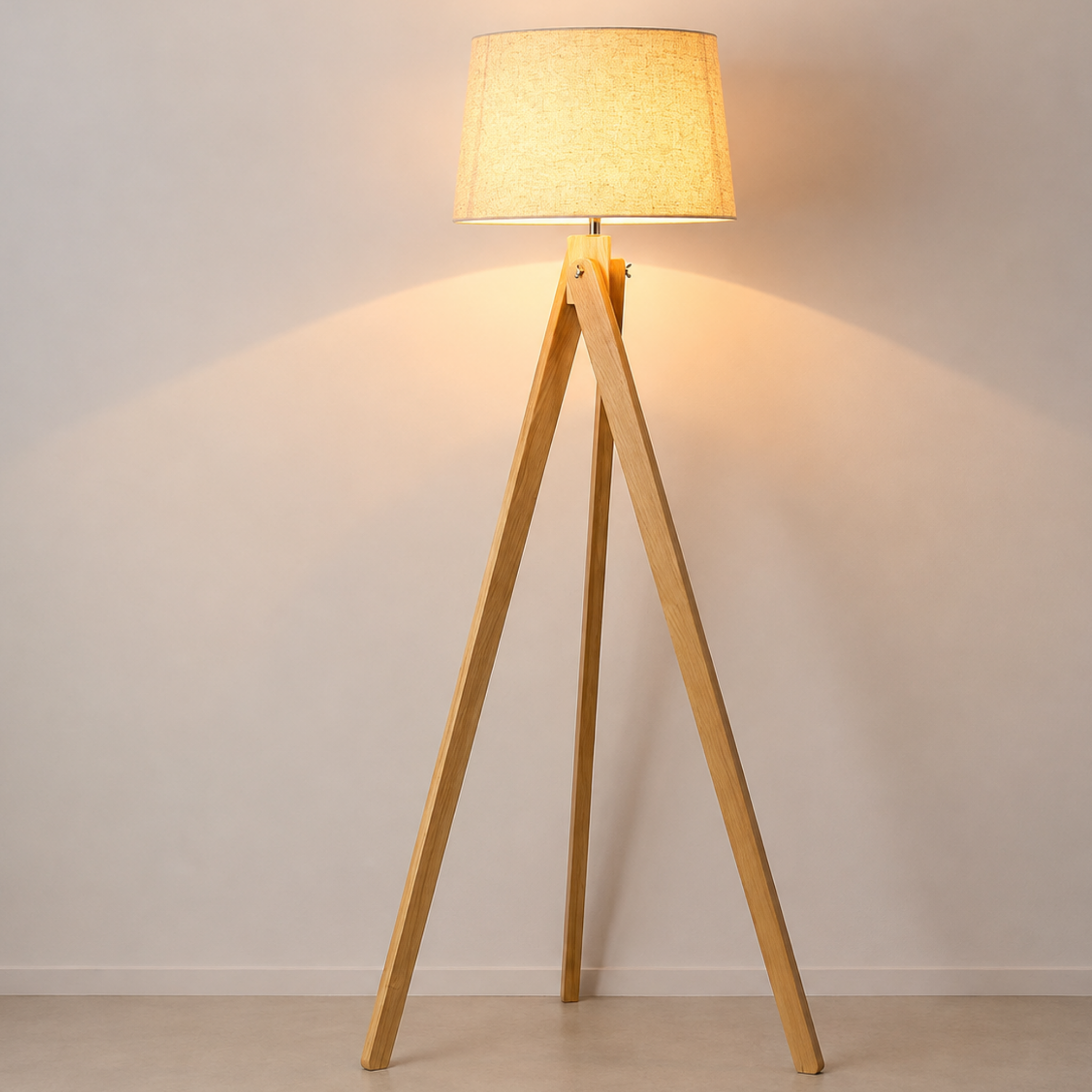 Modern minimalist solid wood tripod standing floor lamp