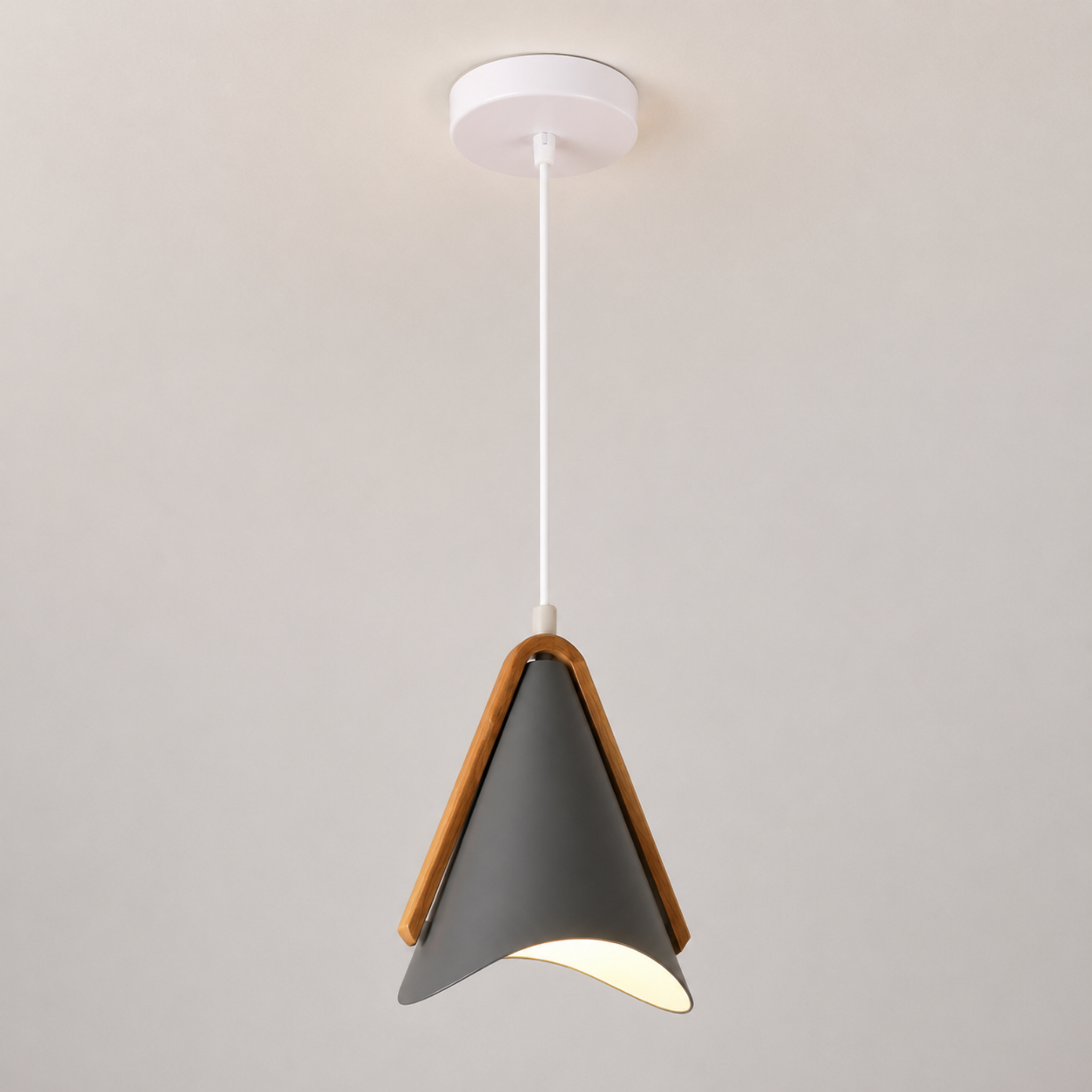 Modern Nordic cone LED pendant light in gray