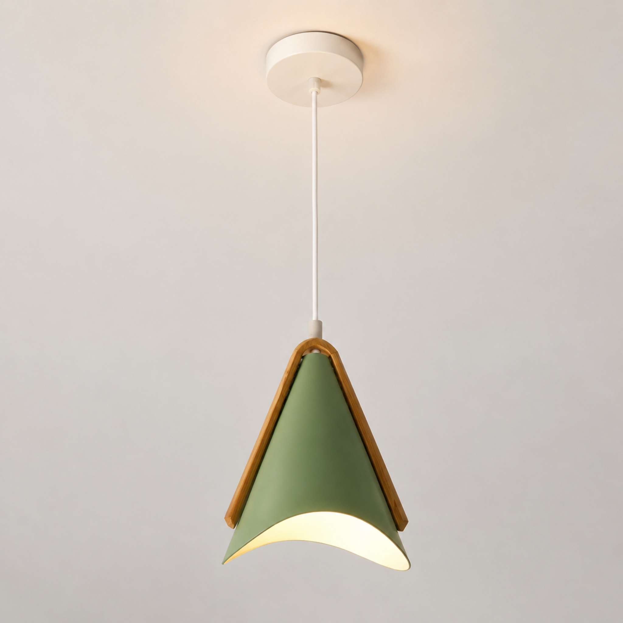 Modern Nordic cone LED pendant light in green
