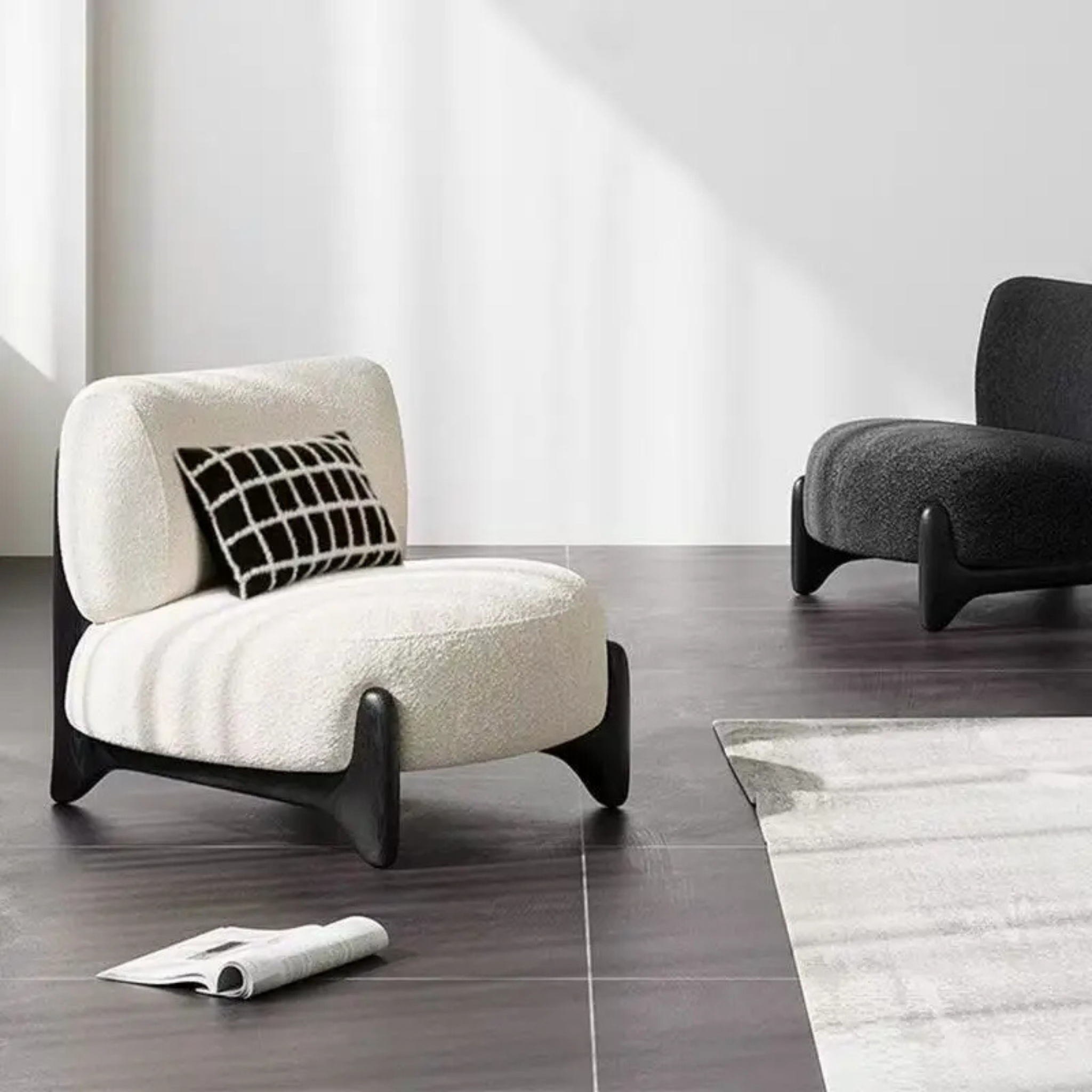 Modern Nordic sherpa accent chair