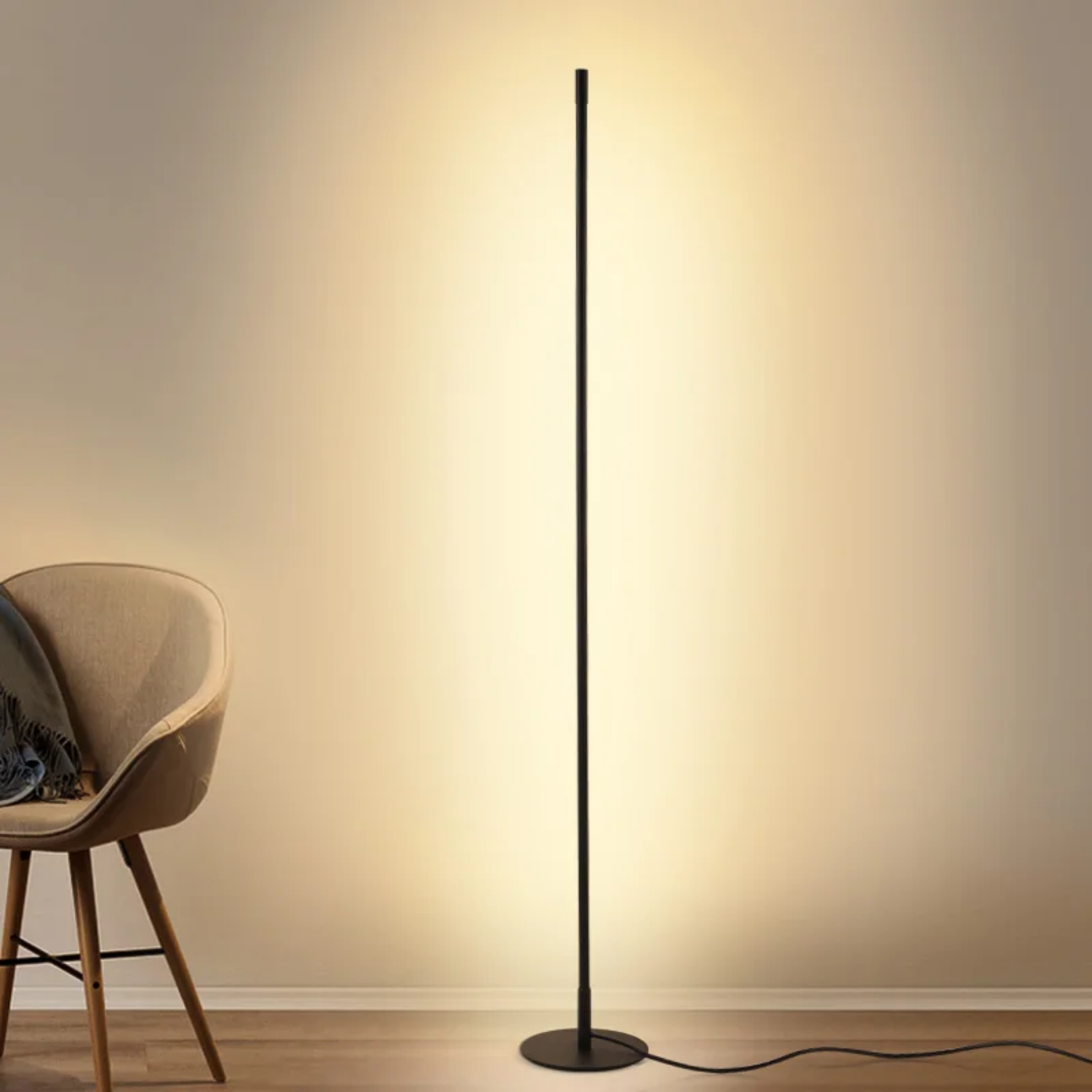 Modern Nordic slim LED floor lamp with metal frame