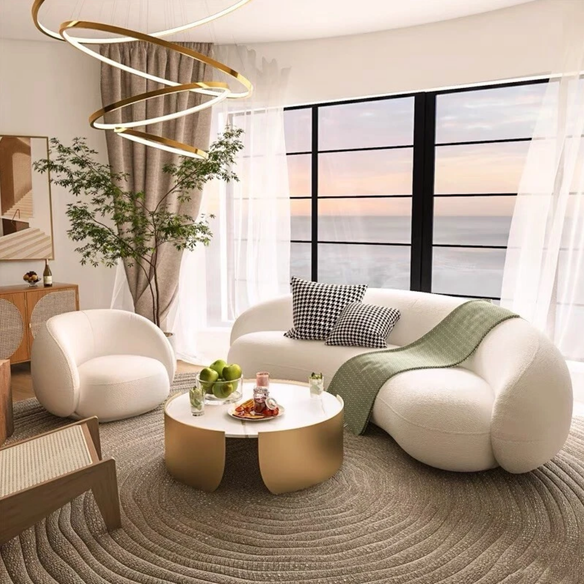 Lamb fleece sofa in a modern lounge