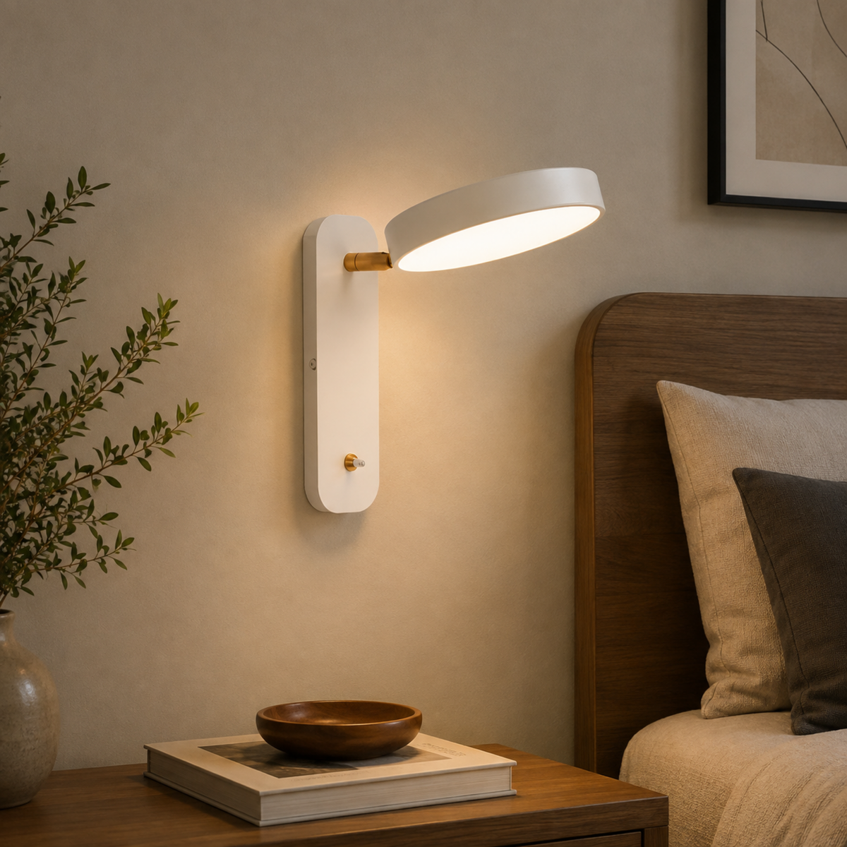 Modern Nordic LED wall sconce in a bedroom