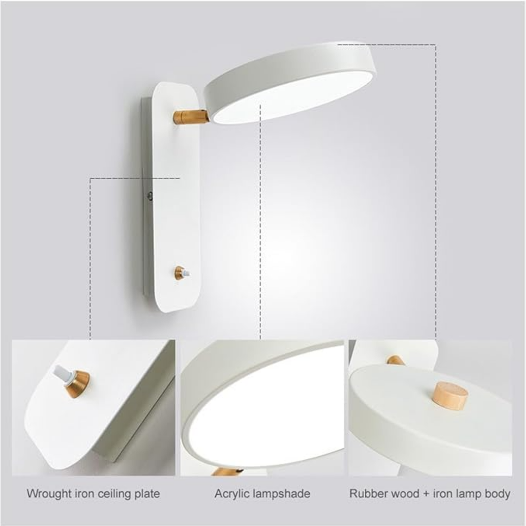 Close-up of the built-in LED light on the wall sconce