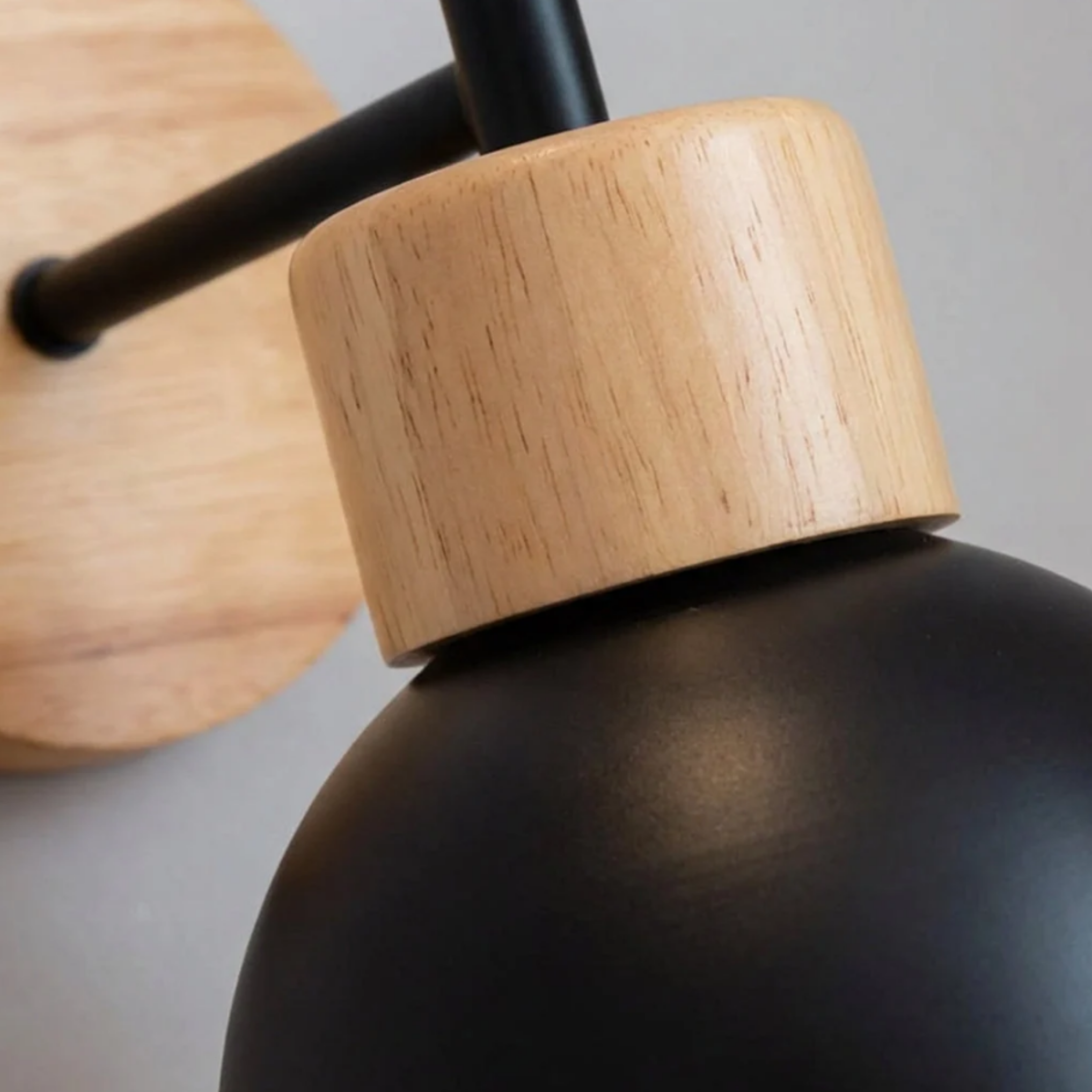 Close-up of the wood detail on the Nordic wall sconce