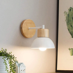 Side view of the modern Nordic wood and metal wall sconce