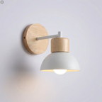 White modern Nordic wood and metal wall sconce