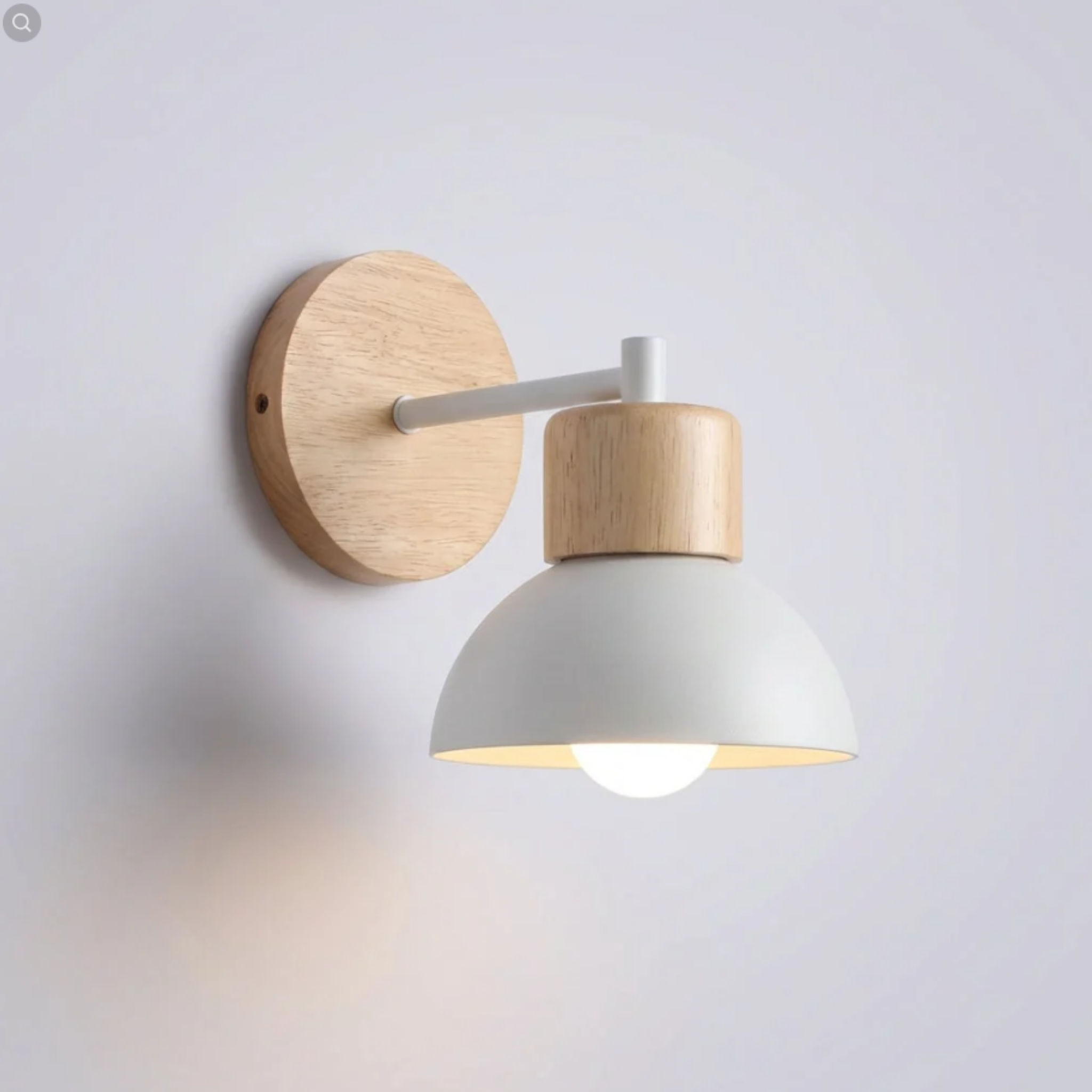 White modern Nordic wood and metal wall sconce