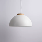 Modern Nordic wooden LED pendant light turned off